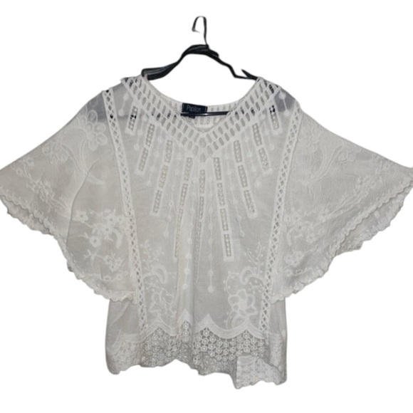 🌹PAPILLON CROCHET EMBROIDERY TOP - Picture 1 of 8